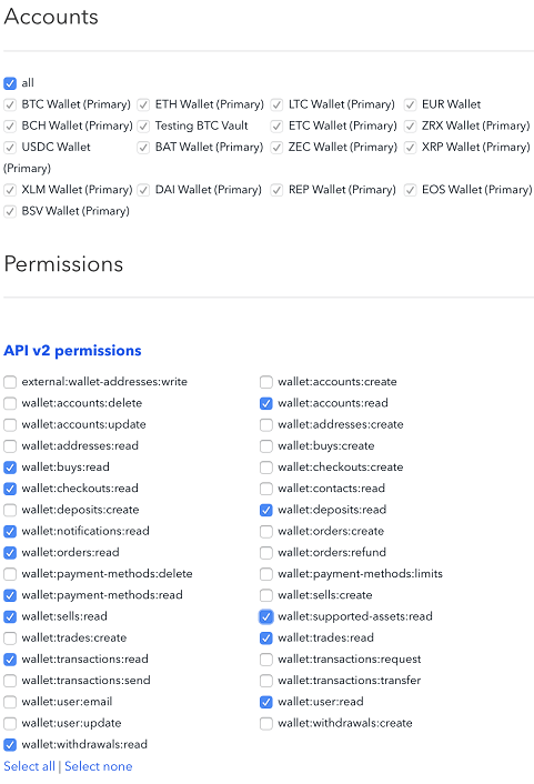 Coinbase-ustawienia-API